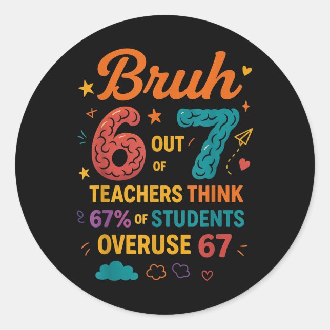 Sticker Rond Bruh 6 Out Of 7 Teachers Think 67 Percent Funny Sc (Devant)