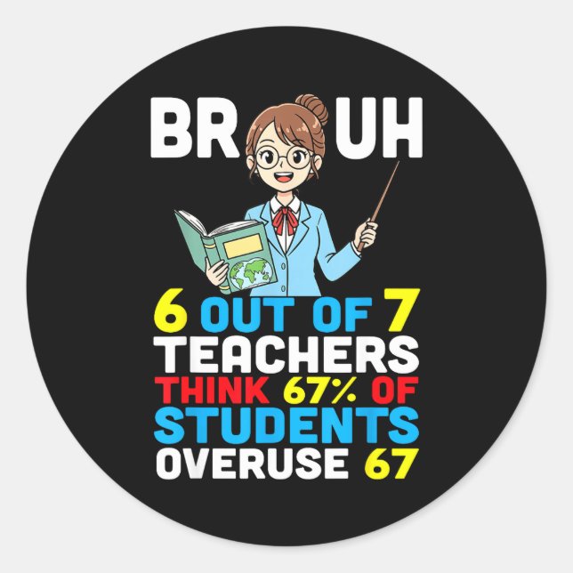 Sticker Rond Bruh 6 Out Of 7 Teachers Think 67 Percent Students (Devant)