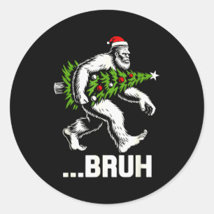 Sticker Rond Bruh Bigfoot Noël Drôle de sapin de Noël Xmas S
