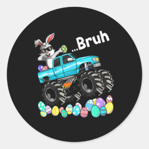 Sticker Rond Bruh Bunny Joyeux Monster de Pâques Amateurs de Ca