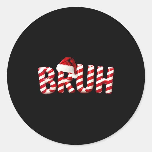 Sticker Rond Bruh Christmas Kids Girls Boys Funny Christmas Hum (Devant)