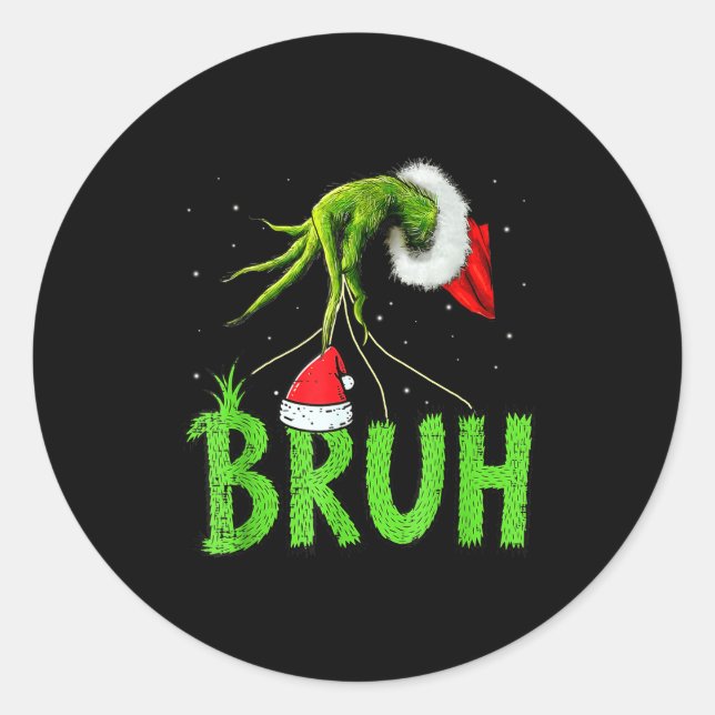 Sticker Rond Bruh Christmas Kids Teens Boys Funny Christmas Hum (Devant)