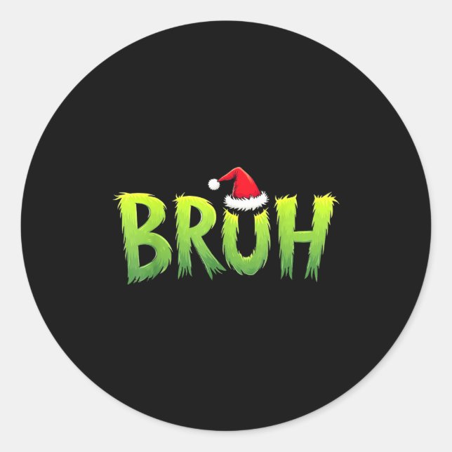 Sticker Rond Bruh Christmas Kids Teens Boys Funny Christmas Hum (Devant)