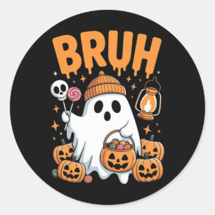 Sticker Rond Bruh Ghost Halloween mignon Ghost Trump Ou Treat K