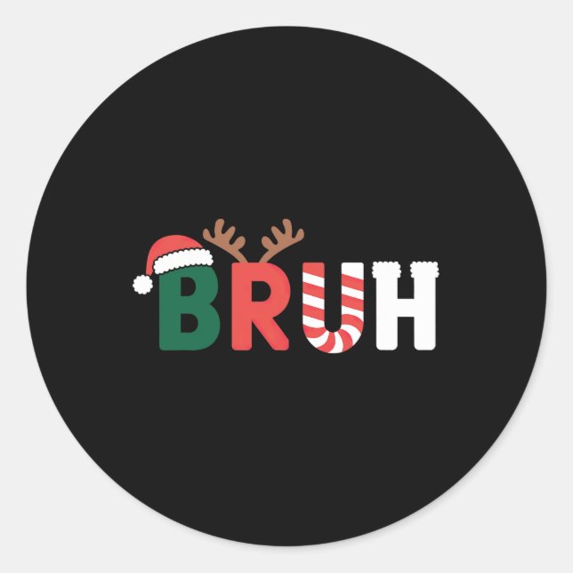 Sticker Rond Bruh Meme Noël (Devant)