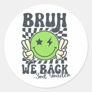 Sticker Rond Bruh on est de retour 3e année visage souriant pro