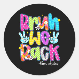 Sticker Rond Bruh On est de retour Moniteurs de bus à carreaux