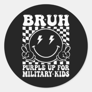 Sticker Rond Bruh Purple Up For Military Kids Mois Military Ch