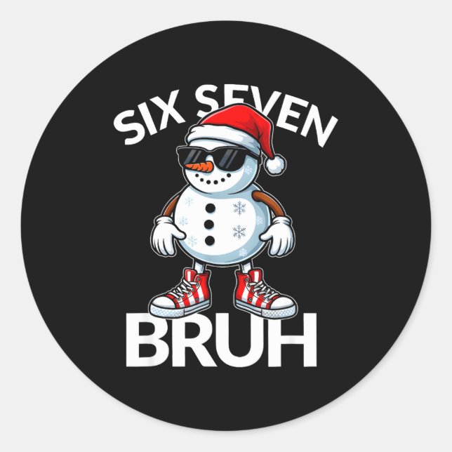 Sticker Rond Bruh Six Seven 6 7 Meme Christmas Funny Xmas Mens  (Devant)