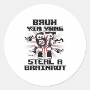 Sticker Rond Bruh Yin Yang 67 Six Seven 6-7 Drôle Brainrot Pour