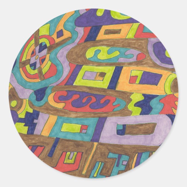 Sticker Rond "Bruit joyeux" Abstrait (Devant)