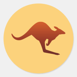 Sticker Rond Brûlé Orange Gradient Kangaroo Silhouette