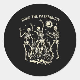 Sticker Rond Brûler Le Patriarcat Amusant Halloween féministe f