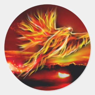 Sticker Rond Brûler rouge Volant Phoenix Jardin de Tarot