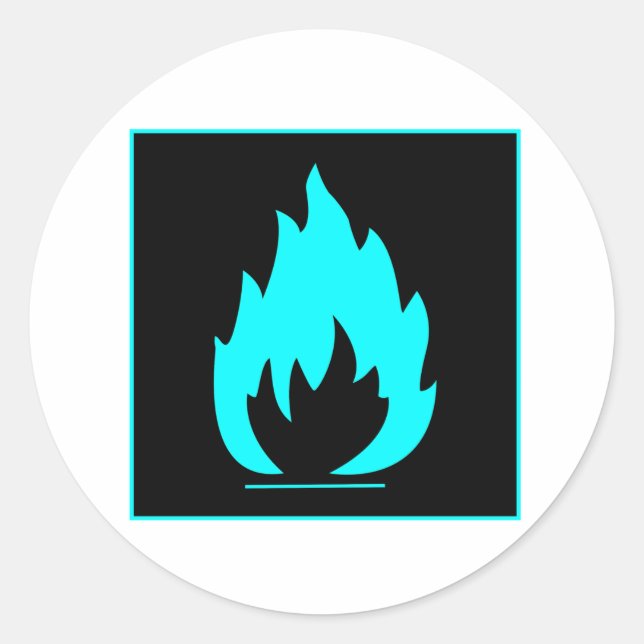 Sticker Rond Brûlure chimique fortement inflammable de panneau (Devant)