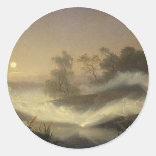Sticker Rond Brume féerique dans le clair de lune