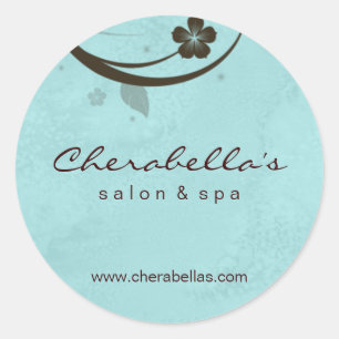 Sticker Rond Brun bleu aqueux d'autocollant de fleur de spa de