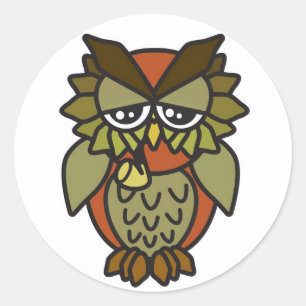 Sticker Rond Brun de tabagisme du hibou 2,0