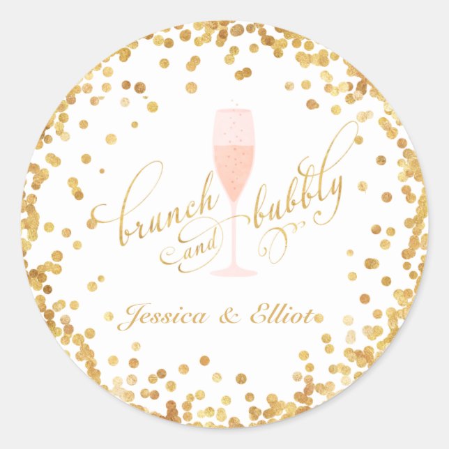 Sticker Rond Brunch & Bubbly Fiançailles Brunch (Devant)