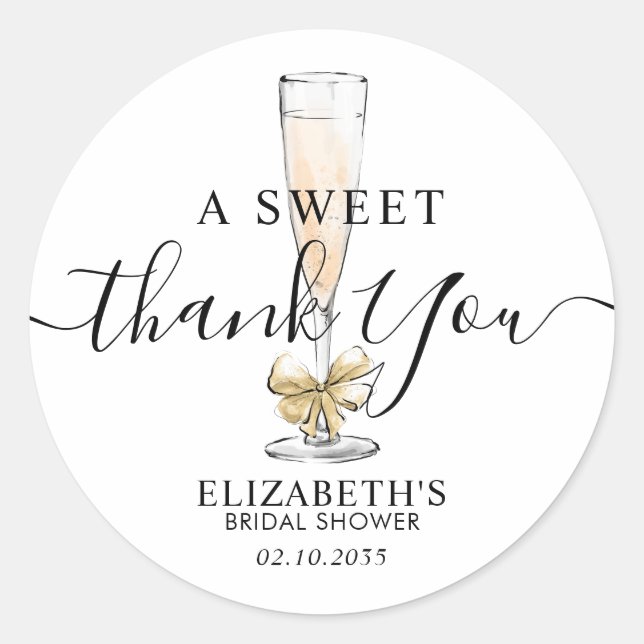 Sticker Rond Brunch Bubbly Flute Sweet Merci Fête des mariées (Devant)