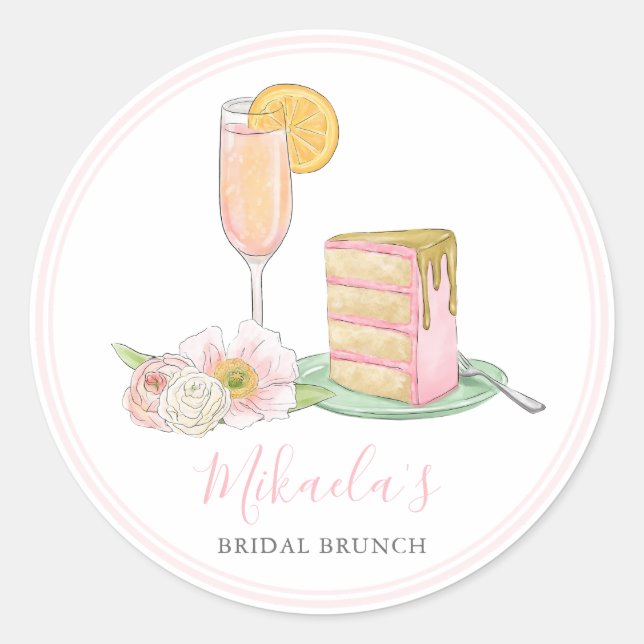 Sticker Rond Brunch & Bubbly | Mariage de gâteau au champagne e (Devant)