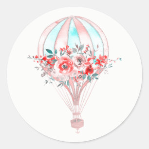 Sticker Rond Brunch de Pâques en montgolfière à air chaud flora