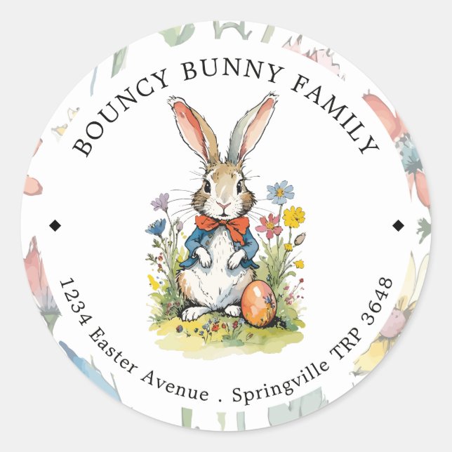 Sticker Rond Brunch de Pâques et chasse aux oeufs | Bunny Fleur (Devant)