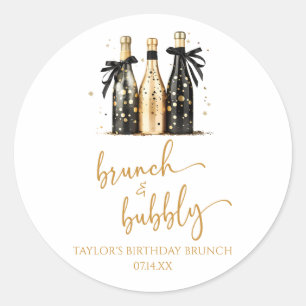 Sticker Rond Brunch et Bubbly Champagne Anniversaire Brunch
