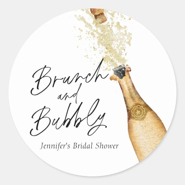 Sticker Rond Brunch et Bubbly Enterrement de Vie de Jeune Fille (Devant)