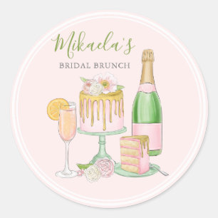 Sticker Rond Brunch et Bubbly   Gâteau II au champagne et à la