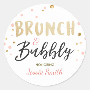 Sticker Rond Brunch et bulle faveur tag douche nuptiale rose