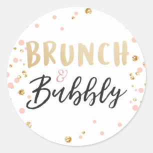 Sticker Rond Brunch et bulle faveur tag douche nuptiale rose