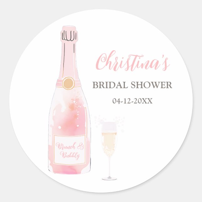 Sticker Rond Brunch et Fête des mariées champagne Bubbly (Devant)