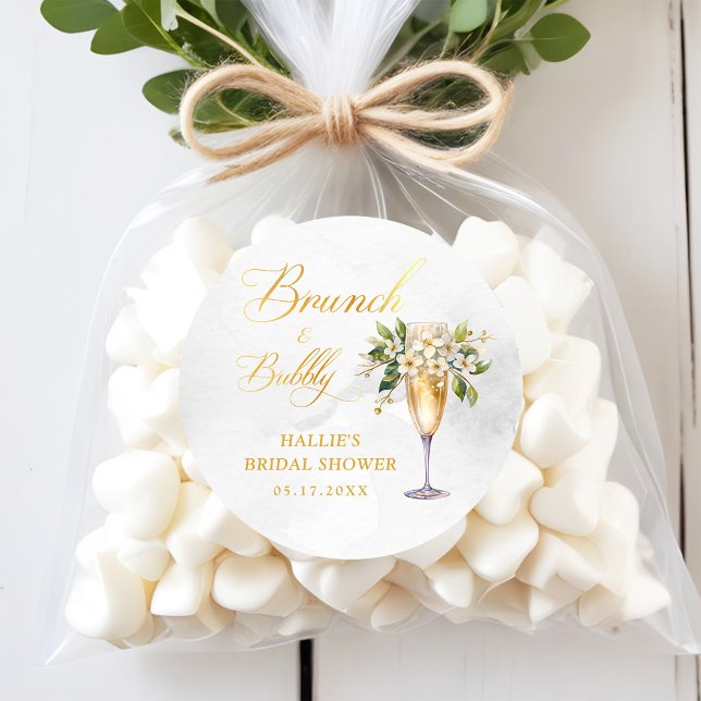 Sticker Rond Brunch et Fête des mariées champagne Bubbly (Créateur téléchargé)