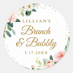 Sticker Rond Brunch Floral Et Bubbly
