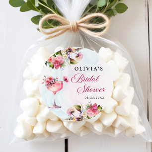 Sticker Rond Brunch Floral Et Fête des mariées Bubbly