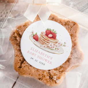 Sticker Rond Brunch pour bébé fraise rose