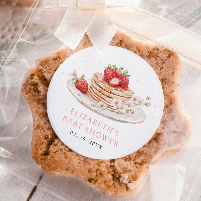 Sticker Rond Brunch pour bébé fraise rose (Créateur téléchargé)