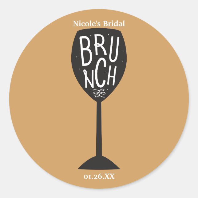 Sticker Rond BRUNCH Vin Verre Moderne tendance Favori personnal (Devant)