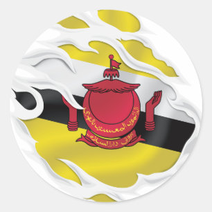 Sticker Rond Brunéi Darussalam déchiré le drapeau