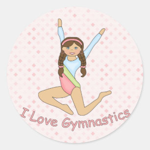 Sticker Rond Brunette de gymnastique