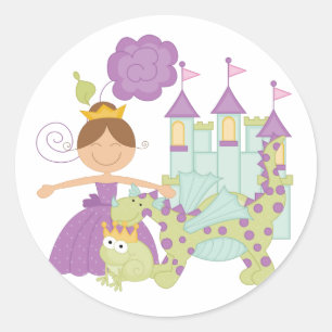 Sticker Rond Brunette Princesse