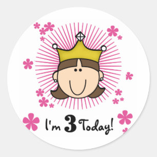 Sticker Rond Brunette Princesse 3e Anniversaire Tshirts et cade