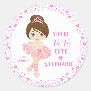 Sticker Rond Brunette Tu Cute Ballerina