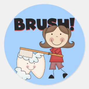 Sticker Rond BRUSH - Girl With Tooth Tshirts and Gifts