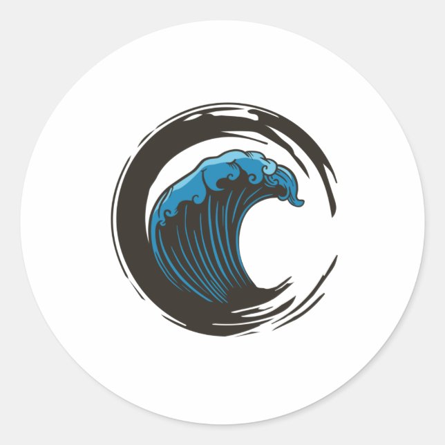 Sticker Rond BRUSH WAVE Zen Eso (Devant)