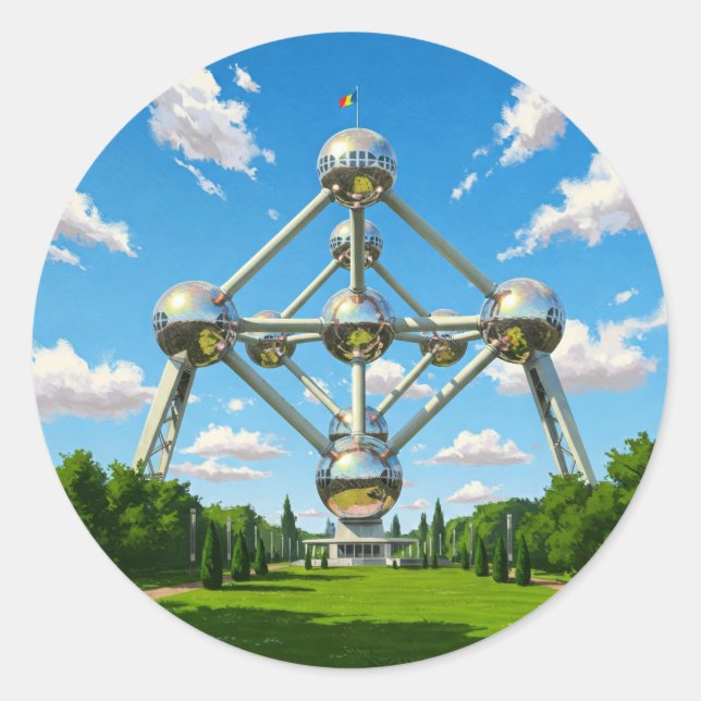 Sticker Rond Bruxelles Belgique Atomium Travel (Devant)