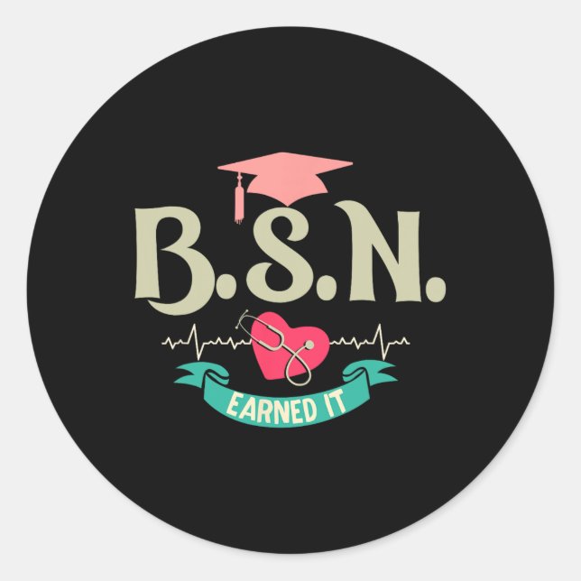 Sticker Rond Bsn A Obtenu Son Diplôme D'Infirmière Supérieure E (Devant)