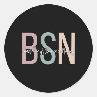 Sticker Rond Bsn Boho Baccalauréat En Sciences Infirmières