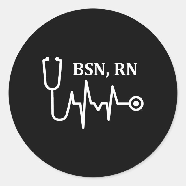 Sticker Rond Bsn Rn Infirmière inscrite Stéthoscope Médicale He (Devant)